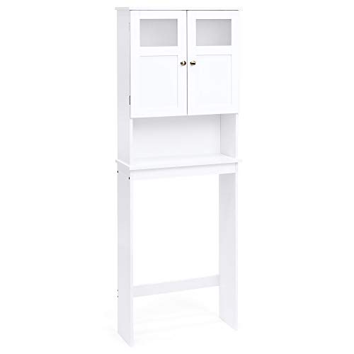 Best Choice Products Wooden Over-The-Toilet Space Saving Cabinet Shelf Tower Rack for Linens, Toiletry, White