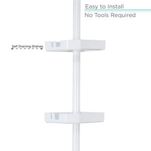 Bath Bliss 4 Tier Shelf Tension Adjustable Corner Storage Organizer Bathroom in Matte White Shower Caddy