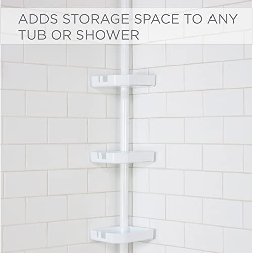 Bath Bliss 4 Tier Shelf Tension Adjustable Corner Storage Organizer Bathroom in Matte White Shower Caddy