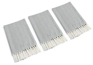 mia'sdream tassels cotton hand face head guest gym towel set washcloth kitchen tea towel dish cloth set 3 pack 16inch x 24inch (grey)