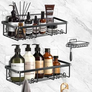 shower caddy bathroom organizer 3-pack adhesive shower shelves rustproof shower shelf for inside shower storage with soap holder and adhesives