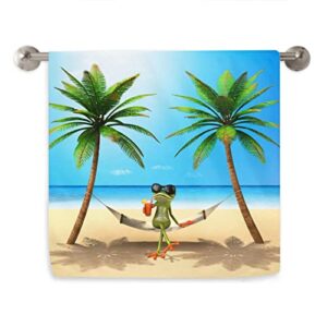 vunko summer green frog kitchen microfiber hair hand dish towel home soft highly absorbent decorative dishcloth for bathroom beach hotel gym spa yoga 16 x 28 in