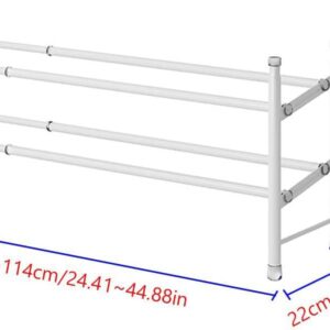 BNMGH 2-Tier Expandable Shoe Rack for Closet, Stainless Steel Freestanding Telescopic and Stackable Sturdy Durable 12-Pairs Storage Organizer Entryway Doorway 1pc (Silver)