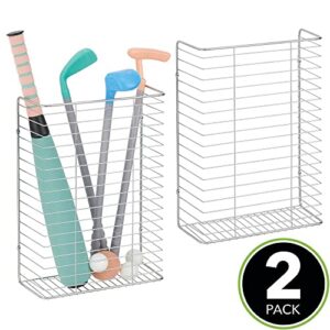 mDesign Metal Wire Wall Mount Storage Organizer for Holiday/Celebration Gift Wrap and Bows - Hang in Closet, Basement, Craft Room, Laundry Room, Garage - 2 Pack - Chrome