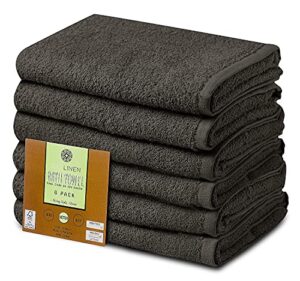 cotton bath towels set grey 22" x 44" pack of 6 ultra soft 100% cotton bath towel charcoal grey highly absorbent daily usage bath towel ideal for pool home gym spa hotel