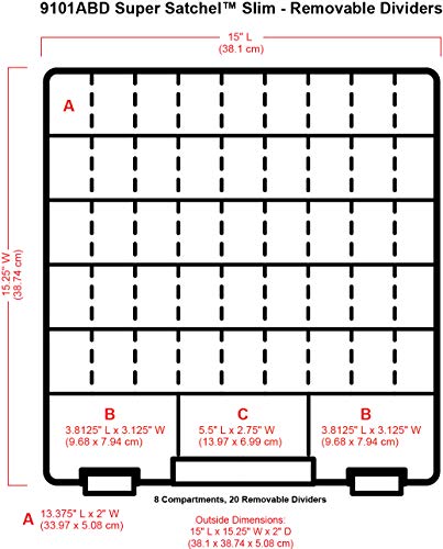 AB Designs 9101ABD Super Satchel Slim with Removable Dividers, Stackable Home Storage Organization Container, Clear with Silver Latches