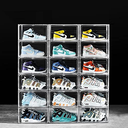 UMKIC Shoe Box Clear Plastic Stackable, 3 Pack Shoe Storage Box, Shoe Organizer for Display Sneaker, Shoe Sneaker Storage Containers with Lids (14.1”x 10.6”x 7.8”)