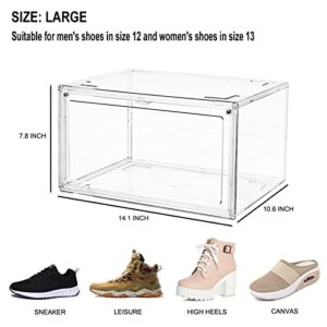 UMKIC Shoe Box Clear Plastic Stackable, 3 Pack Shoe Storage Box, Shoe Organizer for Display Sneaker, Shoe Sneaker Storage Containers with Lids (14.1”x 10.6”x 7.8”)