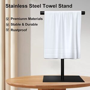 WUIVIUT Hand Towel Rack for Bathroom Countertop, SUS 304 Stainless Steel Matte Black T-Shape Towel Bar Rack Stand for Bathroom KitchenVanity