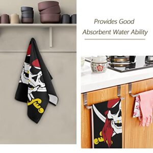 Jucciaco Pirate Skull Hand Towels for Bathroom Kitchen, Absorbent Bath Hand Towel Set of 2 Decorative, Soft Polyester Cotton Towels for Hand, 28x14 inch