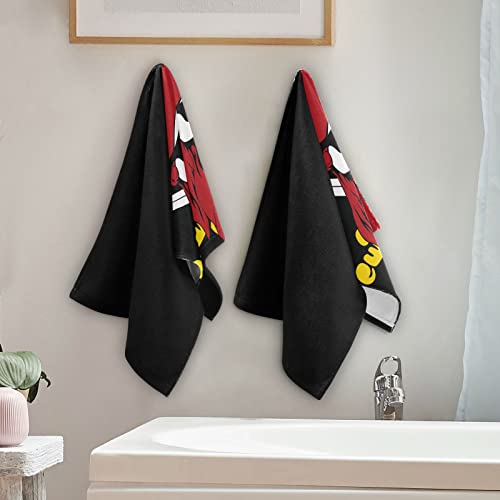 Jucciaco Pirate Skull Hand Towels for Bathroom Kitchen, Absorbent Bath Hand Towel Set of 2 Decorative, Soft Polyester Cotton Towels for Hand, 28x14 inch