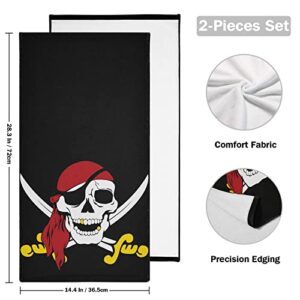 Jucciaco Pirate Skull Hand Towels for Bathroom Kitchen, Absorbent Bath Hand Towel Set of 2 Decorative, Soft Polyester Cotton Towels for Hand, 28x14 inch