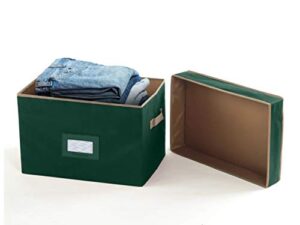 covermates keepsakes - storage box - heavy duty polyester - reinforced handles - id window - indoor storage - closet storage-green