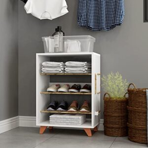 be home furniture│cordel shoe rack │home décor, shoe storage, shoe organizer for entryway & living room│white - 21.34" w