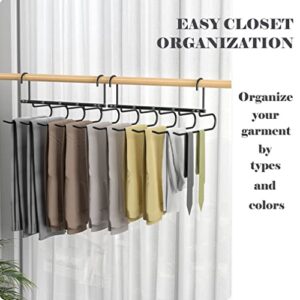 Pants Hangers Space Saving - 2 Pack Aluminum Pant Organizer for Closet Organization, Multiple Pants Hangers for Closet, Multifunctional Pants Rack Hanger, Jean Hangers, Scarf Organizer