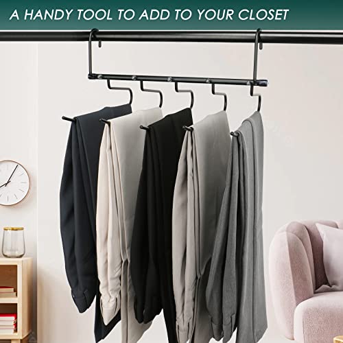 Pants Hangers Space Saving - 2 Pack Aluminum Pant Organizer for Closet Organization, Multiple Pants Hangers for Closet, Multifunctional Pants Rack Hanger, Jean Hangers, Scarf Organizer