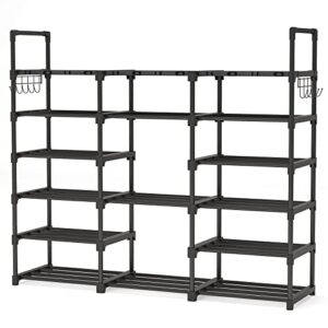 tribesigns shoe rack storage organizer 6 tiers shoe rack 30-35 pairs shoes and boots shelf with 2 hooks large free standing shoes holder rack for closet, entryway