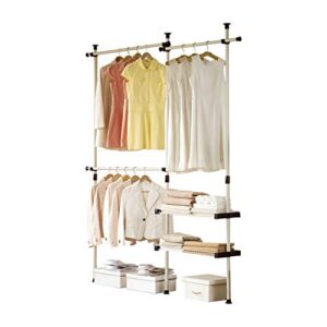 prince hanger, double 2 tier hanger & shelves, clothing rack, closet organizer, clothes rack, closet system, bedroom garment rack, heavy duty, phus-0053, made in korea