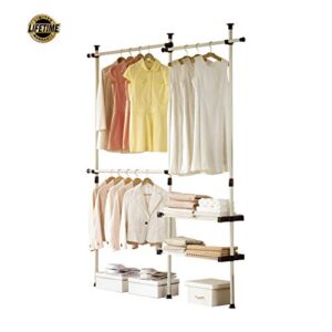 PRINCE HANGER, Double 2 Tier Hanger & Shelves, Clothing Rack, Closet Organizer, clothes rack, Closet system, Bedroom garment rack, Heavy Duty, PHUS-0053, Made in Korea