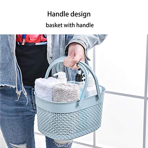 rejomiik Portable Shower Caddy Basket, Plastic Organizer Storage Tote with Handles Toiletry Bag Bin Box for Bathroom, College Dorm Room Essentials, Kitchen, Camp, Gym, Blue