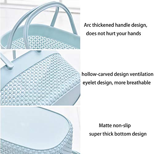 rejomiik Portable Shower Caddy Basket, Plastic Organizer Storage Tote with Handles Toiletry Bag Bin Box for Bathroom, College Dorm Room Essentials, Kitchen, Camp, Gym, Blue