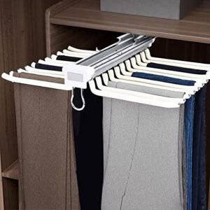 Pull Out Pants Rack Trousers Rack 22 Arms Steel Multifunctional Pull Out Pants RCK Hanger Bar Space Saving Storage Clothes Organizers for Bedroom Cloakroom Wardrobe