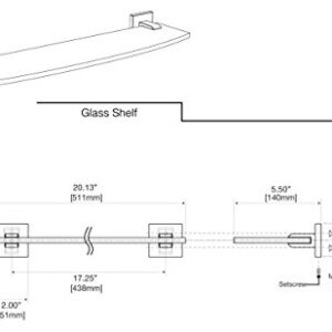 Gatco 4066 Elevate Glass Shelf, Brushed Brass