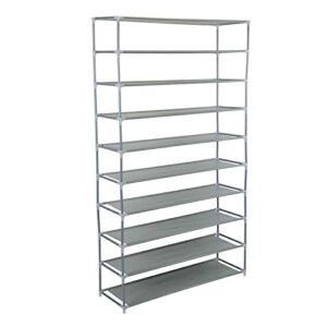 Simplify 10 Tier 50 Pair Freestanding Shoe Rack | Holds up to 100 Individual Shoes | Good for Sneakers, Boots, Loafers, Heels & Slippers | Grey