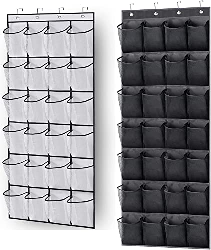 MISSLO 24 Large Mesh Pocket and 28 Large Pockets Hanging Shoe Organizer Over The Door Shoe Rack for Closet Door Storage Shoe Holder Hanger for Men