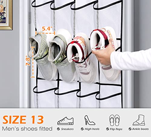 MISSLO 24 Large Mesh Pocket and 28 Large Pockets Hanging Shoe Organizer Over The Door Shoe Rack for Closet Door Storage Shoe Holder Hanger for Men