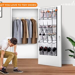 MISSLO 24 Large Mesh Pocket and 28 Large Pockets Hanging Shoe Organizer Over The Door Shoe Rack for Closet Door Storage Shoe Holder Hanger for Men