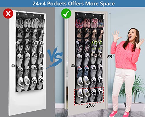 MISSLO 24 Large Mesh Pocket and 28 Large Pockets Hanging Shoe Organizer Over The Door Shoe Rack for Closet Door Storage Shoe Holder Hanger for Men