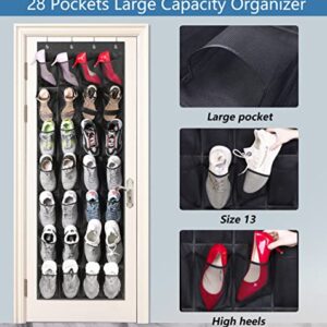 MISSLO 24 Large Mesh Pocket and 28 Large Pockets Hanging Shoe Organizer Over The Door Shoe Rack for Closet Door Storage Shoe Holder Hanger for Men