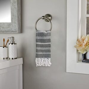 cabanana Cotton Turkish Hand Towel - Set of 2 | Boho Kitchen Tea Towels, 30 x 20 Inches Thin Decorative Bathroom Towel (Black)
