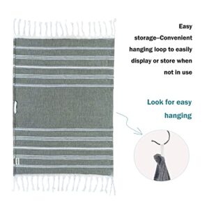 cabanana Cotton Turkish Hand Towel - Set of 2 | Boho Kitchen Tea Towels, 30 x 20 Inches Thin Decorative Bathroom Towel (Black)