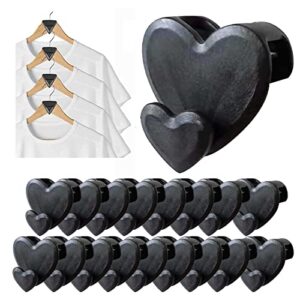 18 pcs space saving hanger hooks，space triangles for hangers，hanger extender hooks，cascade hangers to create up to 5x more closet space, easy to use，black, 2 in (heart-shaped)