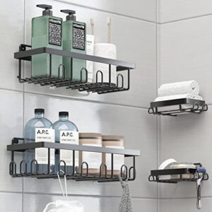 shower caddy organizer shelves rack with hooks - bathroom shower organizer decor accessroies for organization and storage,4-pack self adhesive shower holder with stainless steel for inside shower