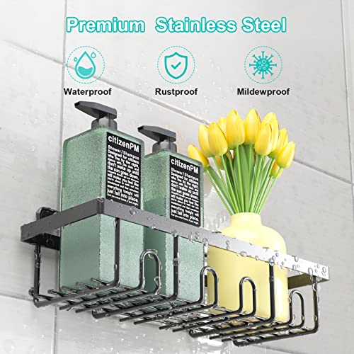 Shower Caddy Organizer Shelves Rack with Hooks - Bathroom Shower Organizer Decor Accessroies for Organization and Storage,4-Pack Self Adhesive Shower Holder with Stainless Steel for Inside Shower