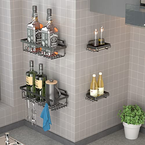 Shower Caddy Organizer Shelves Rack with Hooks - Bathroom Shower Organizer Decor Accessroies for Organization and Storage,4-Pack Self Adhesive Shower Holder with Stainless Steel for Inside Shower