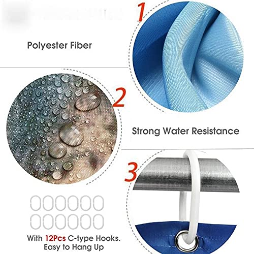 FFjingpu Colorful Chakras Shower Curtain Set Waterproof Washable Polyester Bath Curtain Anti-Slip Rugs Toilet Lid Cover Bath Mat Set（71X71Inch）