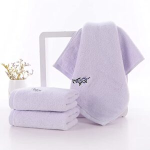 Pidada Hand Towel Set of 3 Embroidered Lavender Floral Pattern 100% Cotton Soft Absorbent Decorative Towel for Bathroom (Light Purple)