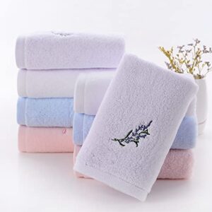 Pidada Hand Towel Set of 3 Embroidered Lavender Floral Pattern 100% Cotton Soft Absorbent Decorative Towel for Bathroom (Light Purple)