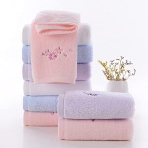 Pidada Hand Towel Set of 3 Embroidered Lavender Floral Pattern 100% Cotton Soft Absorbent Decorative Towel for Bathroom (Light Purple)