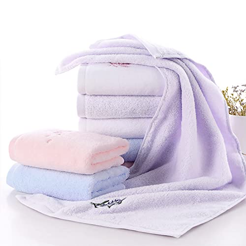 Pidada Hand Towel Set of 3 Embroidered Lavender Floral Pattern 100% Cotton Soft Absorbent Decorative Towel for Bathroom (Light Purple)