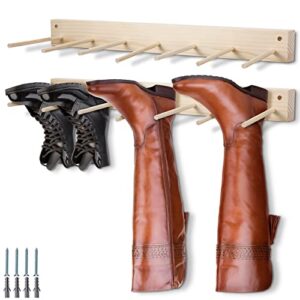 bamboo wall mounted boot rack organizer tall boots shoe organizer stand alone boot holder 6 pairs tall boots inverter holder, store tall knee high for hiking, riding, rain or work boots in closets