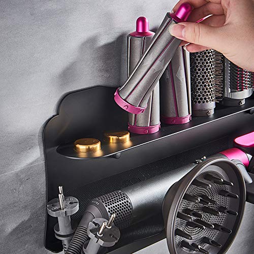 Wall Mount Holder for Dyson Airwrap Styler, for Dyson Supersonic Hair Dryer, Organizer Stand Storage Rack for Curling Iron Wand Barrels Brushes Diffuser Nozzles for Home Bedroom Bathroom