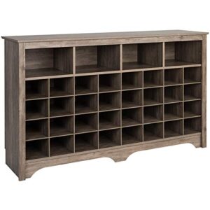 pemberly row transitional 36 cubby wooden shoe cubby console in drifted gray