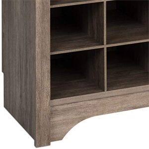 Pemberly Row Transitional 36 Cubby Wooden Shoe Cubby Console in Drifted Gray