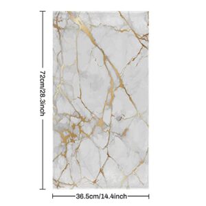 Marble Texture Hand Towels Set of 2, White Gold Marble Face Towel Highly Absorbent Ultra Soft Fingertip Bath Towel for Bathroom Home Sports Gym Decor