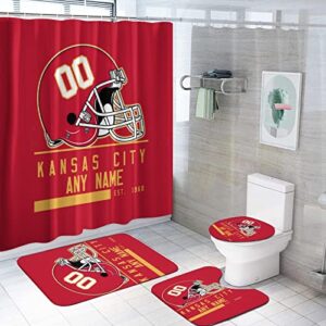 Custom Football Style Shower Curtain 4Pcs Set Personalized Bathroom Decor Gift Fashion Modern Home Supplies